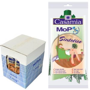 Green printed synthetic mop.