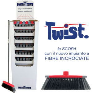 Twist scopa per interni fibre incrociate + manico in espositore